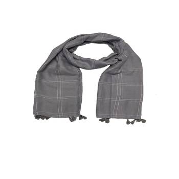 White Threaded Grid Hijab - Grey - Size - 75/185 CM 3