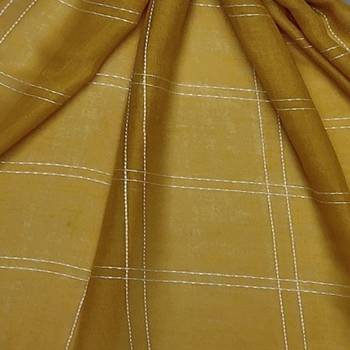 White Threaded Grid Hijab - Yellow - Size - 75/185 CM 4