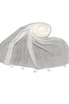 White Threaded Grid Hijab - White - Size - 75/185 CM