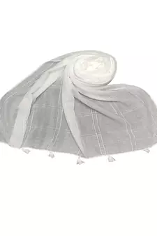White Threaded Grid Hijab - White - Size - 75/185 CM