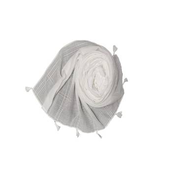 White Threaded Grid Hijab - White - Size - 75/185 CM 2