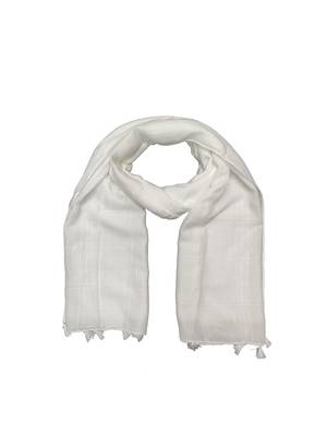 White Threaded Grid Hijab - White - Size - 75/185 CM 3