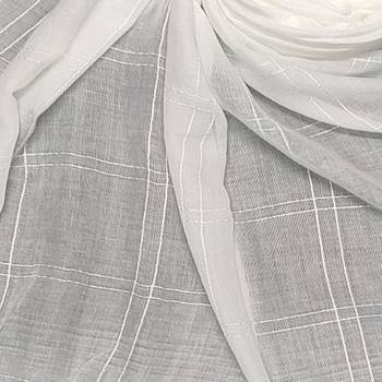 White Threaded Grid Hijab - White - Size - 75/185 CM 4