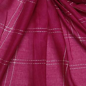 White Threaded Grid Hijab - Dark Pink - Size - 75/185 CM 4