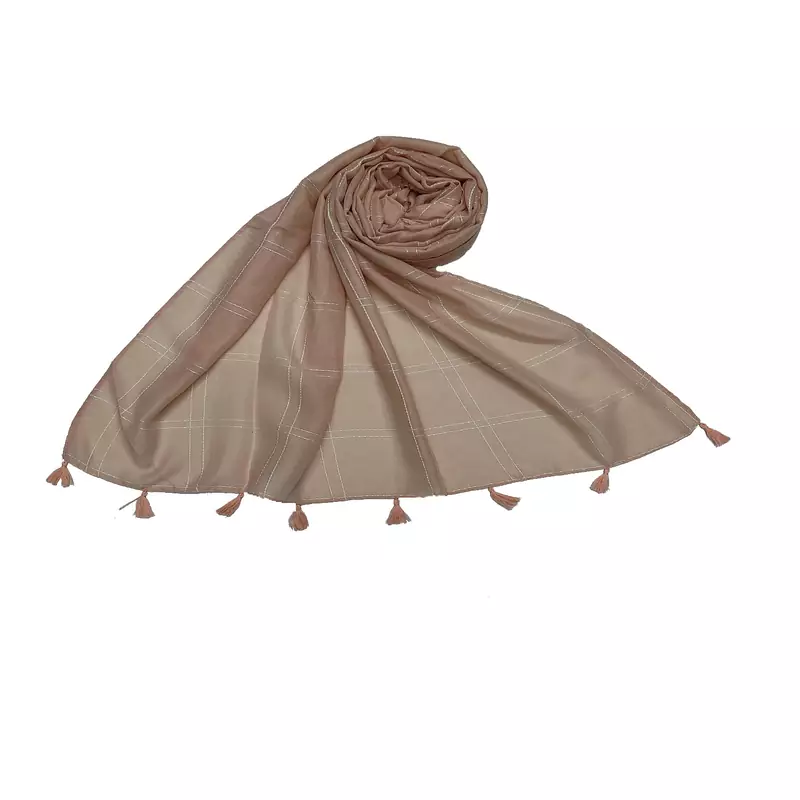 White Threaded Grid Hijab - Purple - Size - 75/185 CM