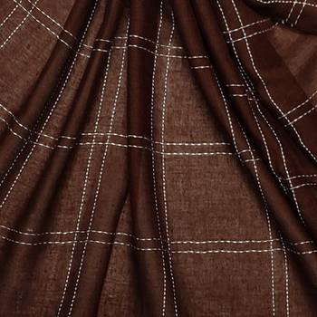 White Threaded Grid Hijab - Coffee - Size - 75/185 CM 4