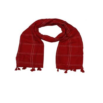 White Threaded Grid Hijab - Red - Size - 75/185 CM 3