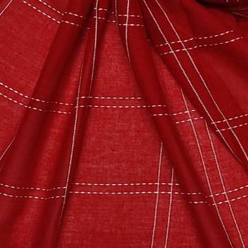 White Threaded Grid Hijab - Red - Size - 75/185 CM 4