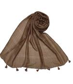 White Threaded Grid Hijab - Brown - Size - 75/185 CM