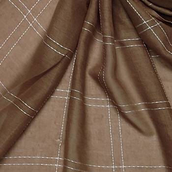 White Threaded Grid Hijab - Brown - Size - 75/185 CM 4