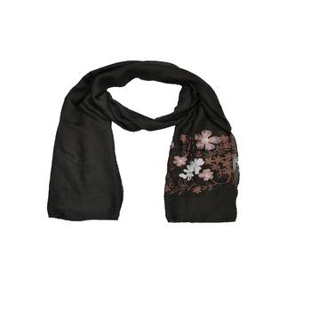 Self Emboidered  Flower Hijab - Dark Grey - Size - 75/185 CM 3