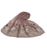 Self Emboidered  Flower Hijab - Purple - Size - 75/185 CM