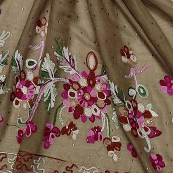 Self Emboidered  Flower Design With Fringe's - Brown - Size - 75/185 CM 4