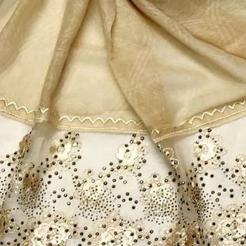 Cotton Heavy Net Lace With Work On Border and Net - Cream - Size - 75/185 CM 4