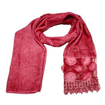 Round  Circular Balls On The Net With Moti Studed and Uniquely Styled Border - Maroon - Size - 75/185 CM 3