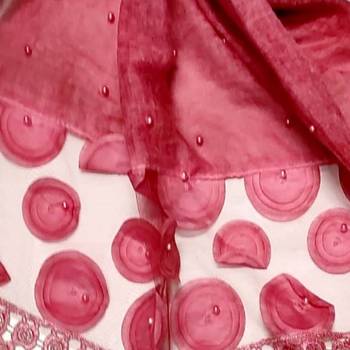 Round  Circular Balls On The Net With Moti Studed and Uniquely Styled Border - Maroon - Size - 75/185 CM 4