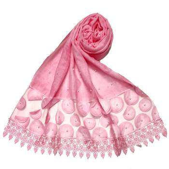 Round  Circular Balls On The Net With Moti Studed and Uniquely Styled Border - Pink - Size - 75/185 CM 1