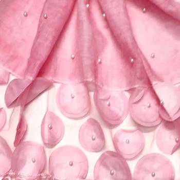 Round  Circular Balls On The Net With Moti Studed and Uniquely Styled Border - Pink - Size - 75/185 CM 4