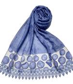 Round  Circular Balls On The Net With Moti Studed and Uniquely Styled Border - Blue - Size - 75/185 CM