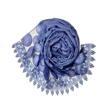 Round  Circular Balls On The Net With Moti Studed and Uniquely Styled Border - Blue - Size - 75/185 CM 2