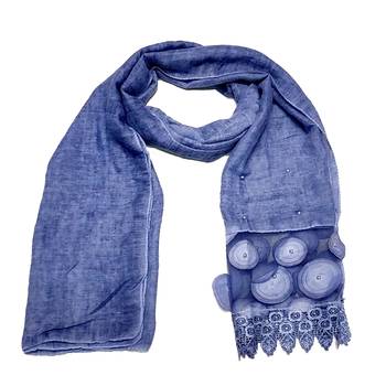 Round  Circular Balls On The Net With Moti Studed and Uniquely Styled Border - Blue - Size - 75/185 CM 3