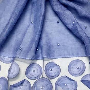 Round  Circular Balls On The Net With Moti Studed and Uniquely Styled Border - Blue - Size - 75/185 CM 4