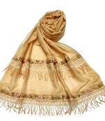 Double Sided Border With Double Sided Fringe's Cotton Hijab - Cream - Size - 75/185 CM