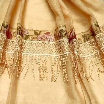 Double Sided Border With Double Sided Fringe's Cotton Hijab - Cream - Size - 75/185 CM 4