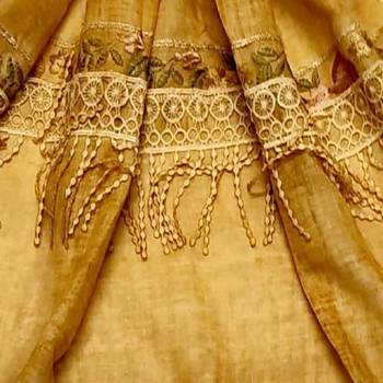 Double Sided Border With Double Sided Fringe's Cotton Hijab - Yellow - Size - 75/185 CM 4