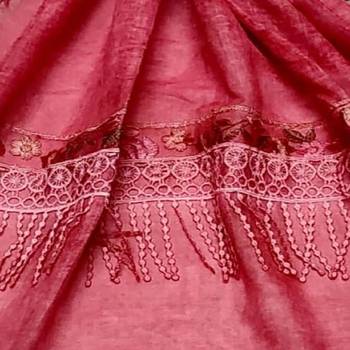 Double Sided Border With Double Sided Fringe's Cotton Hijab - Maroon - Size - 75/185 CM 4