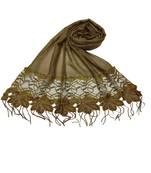 Heavy Work On Net and Heavy Flowerly Lace With Fringe's - Yellow - Size - 75/185 CM