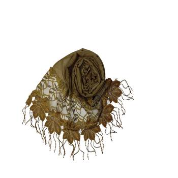 Heavy Work On Net and Heavy Flowerly Lace With Fringe's - Yellow - Size - 75/185 CM 2
