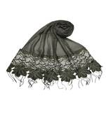 Heavy Work On Net and Heavy Flowerly Lace With Fringe's - Dark Green - Size - 75/185 CM