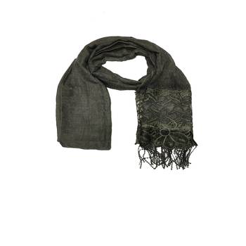 Heavy Work On Net and Heavy Flowerly Lace With Fringe's - Dark Green - Size - 75/185 CM 3