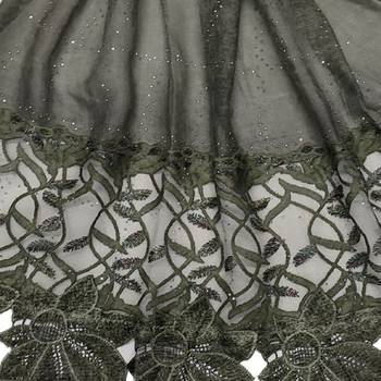 Heavy Work On Net and Heavy Flowerly Lace With Fringe's - Dark Green - Size - 75/185 CM 4