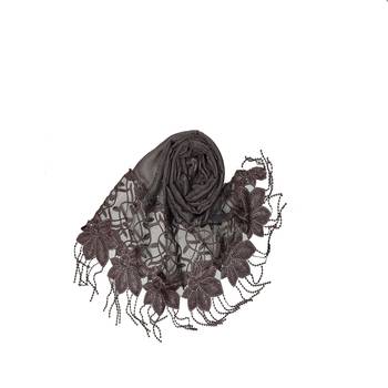 Heavy Work On Net and Heavy Flowerly Lace With Fringe's - Purple - Size - 75/185 CM 2