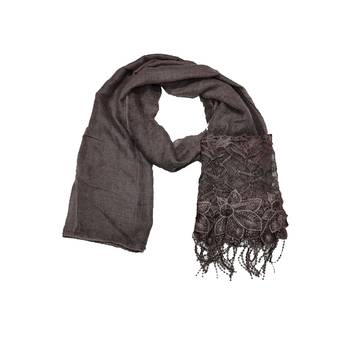 Heavy Work On Net and Heavy Flowerly Lace With Fringe's - Purple - Size - 75/185 CM 3