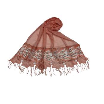 Heavy Work On Net and Heavy Flowerly Lace With Fringe's - Orange - Size - 75/185 CM 1