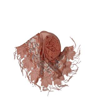 Heavy Work On Net and Heavy Flowerly Lace With Fringe's - Orange - Size - 75/185 CM 2