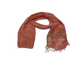 Heavy Work On Net and Heavy Flowerly Lace With Fringe's - Orange - Size - 75/185 CM 3