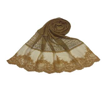 Diamond Work Cotton Hijab -Yellow - Size - 75/185 CM 1