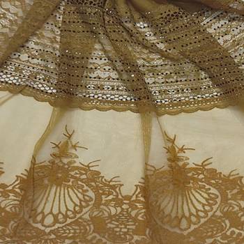 Diamond Work Cotton Hijab -Yellow - Size - 75/185 CM 4