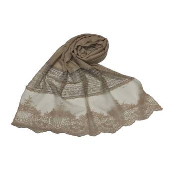 Diamond Work Cotton Hijab -Light Brown - Size - 75/185 CM 1