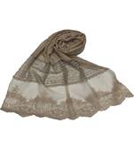 Diamond Work Cotton Hijab -Light Brown - Size - 75/185 CM