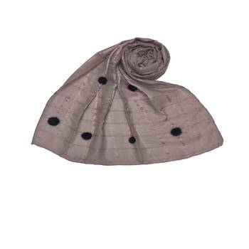 Box Checkered - Size - 75/185 CM  Cotton Hijab With Design and Moti Studed -Purple - Size - 75/185 CM 1