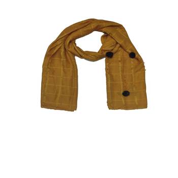 Box Checkered Cotton Hijab With Design and Moti Studed -Yellow - Size - 75/185 CM 3