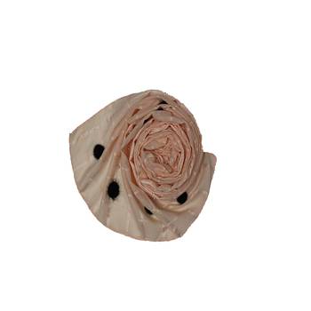 Box Checkered Cotton Hijab With Design and Moti Studed -Orange - Size - 75/185 CM 2