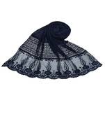 Diamond Work Cotton Hijab -Dark Blue - Size - 75/185 CM