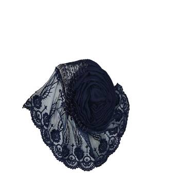 Diamond Work Cotton Hijab -Dark Blue - Size - 75/185 CM 2