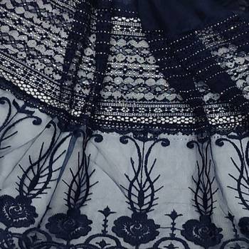 Diamond Work Cotton Hijab -Dark Blue - Size - 75/185 CM 4